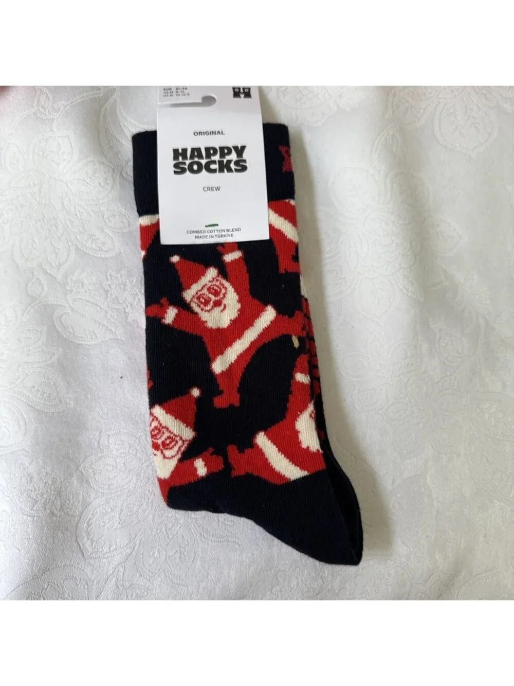 Happy Socks Santa Medium 8-12 Crew Socks Christmas Holiday Novelty 41-46 NEW